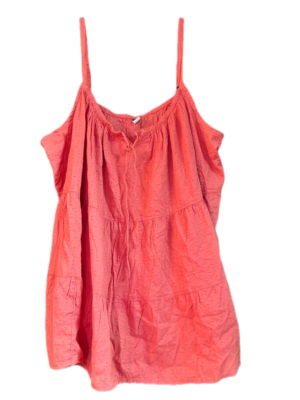 Old Navy Sugar Poppy Coral Tiered Clip-Dot Tie-Neck Cami Tank Top Women Size 4X